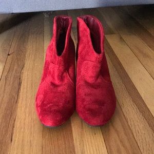 Charlotte Russe red velvet booties